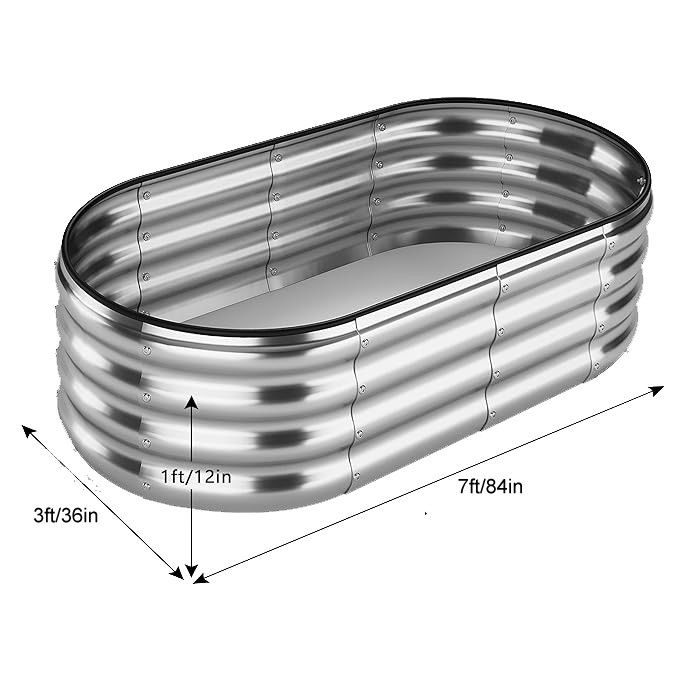 7*3*1 Ft Planteur cultiver boîte de jardin élevé lit de fleurs galvanisé Planteur métallique élevé lit de jardin Kit pour le jardinage en plein air