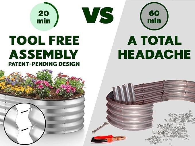 7*3*1 Ft Planteur cultiver boîte de jardin élevé lit de fleurs galvanisé Planteur métallique élevé lit de jardin Kit pour le jardinage en plein air