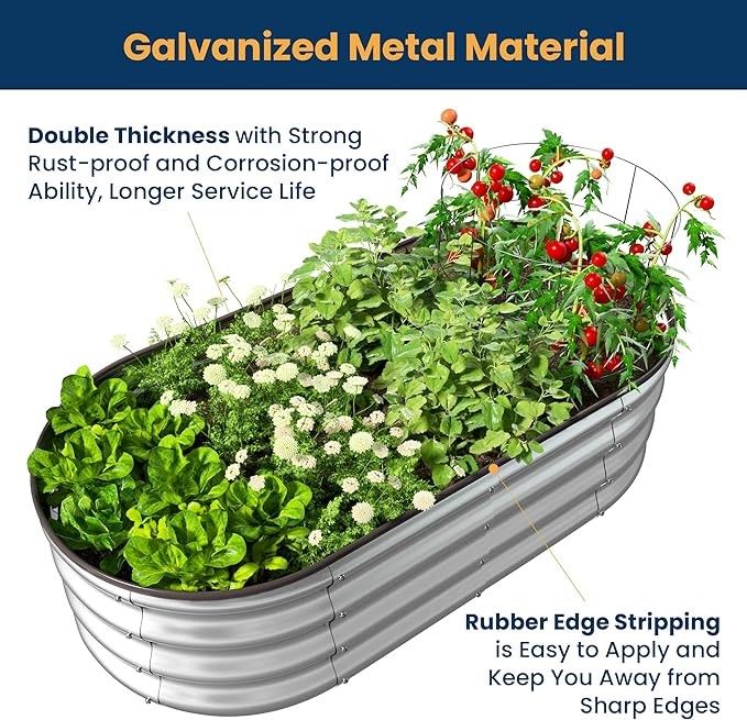 8*3*1Ft Plantador cultivar caixa de jardim levantado canteiro de flores galvanizado Metal Plantador levantado Kit de cama de jardim para jardinagem ao ar livre