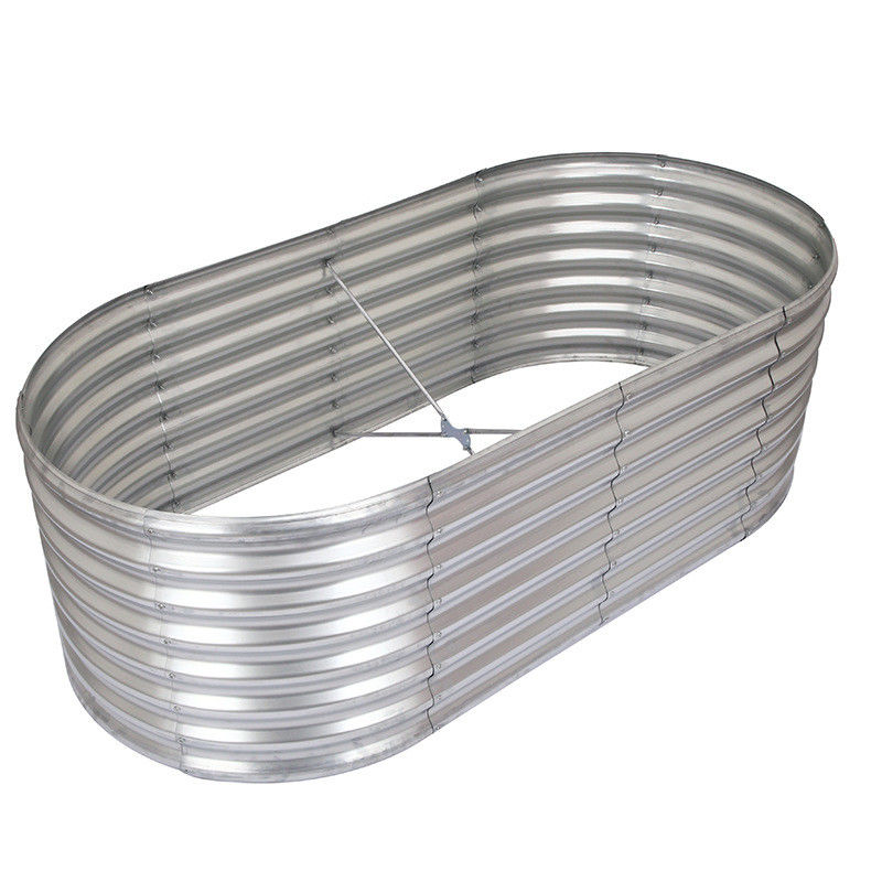 Cama de jardim galvanizado elevada Cama de jardim de plantação de jardinagem 6 * 3 * 2 Ft caixa de jardim de metal oval exterior, grande caixa de jardim de metal