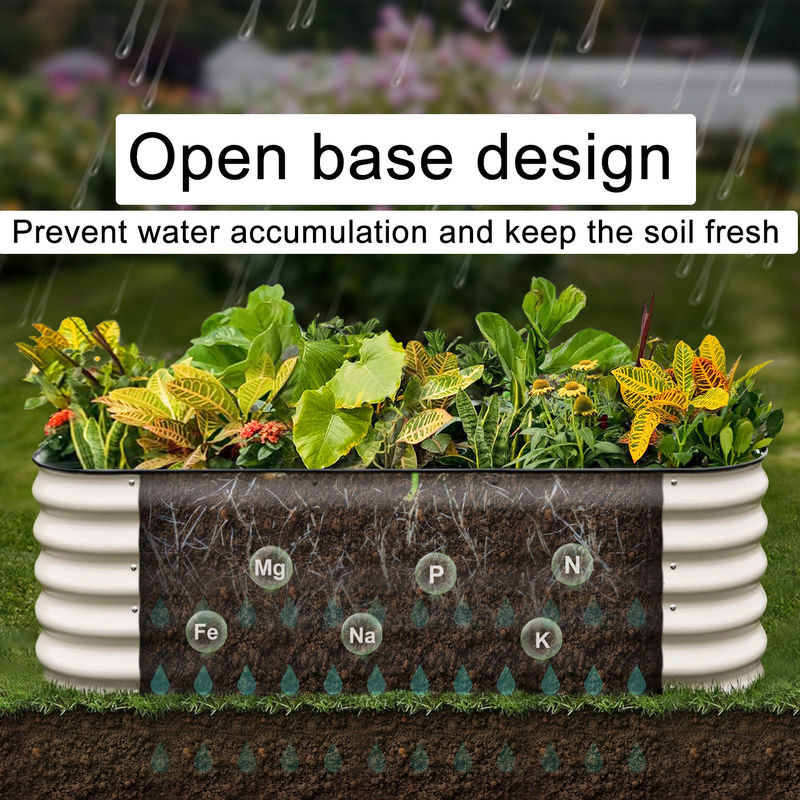 Lightweight Galvanized Raised Garden Bed 3.5*3.5*1. 5Ft Easy Assembly Ivory White