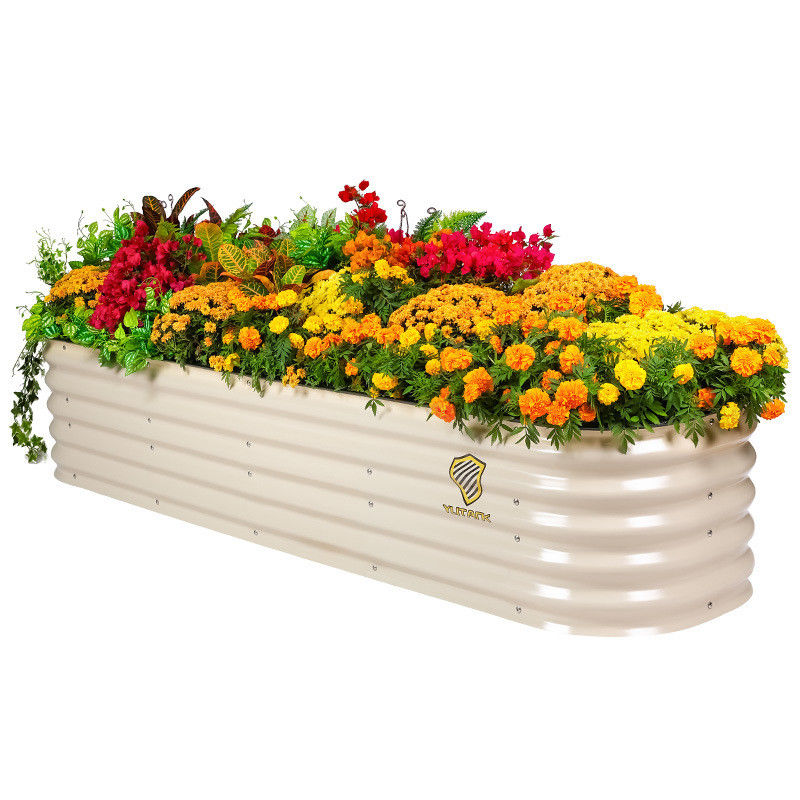 8*2*1,5 ft modulaire en acier galvanisé ovale surélevé jardinier planteur lit pour les fleurs
