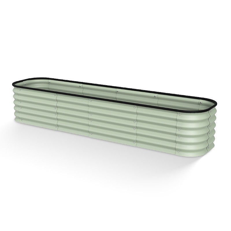 Easy Assembly Light Green Oval Galvanized Raised Garden Beds 8*2*1.5 Ft
