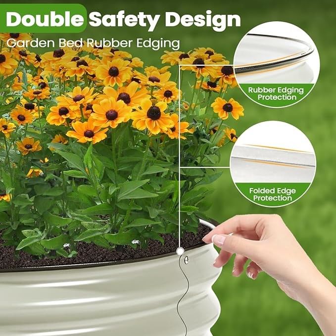 Easy Assembly Light Green Oval Galvanized Raised Garden Beds 8*2*1.5 Ft