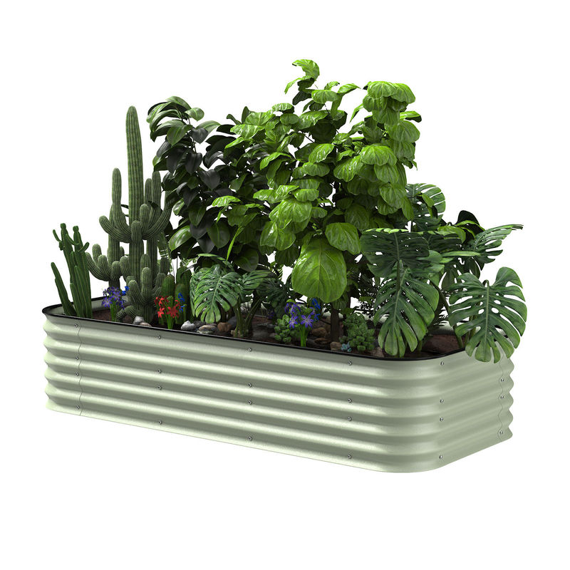 Cama de jardim metálica oval galvanizada Camas de jardim resistentes