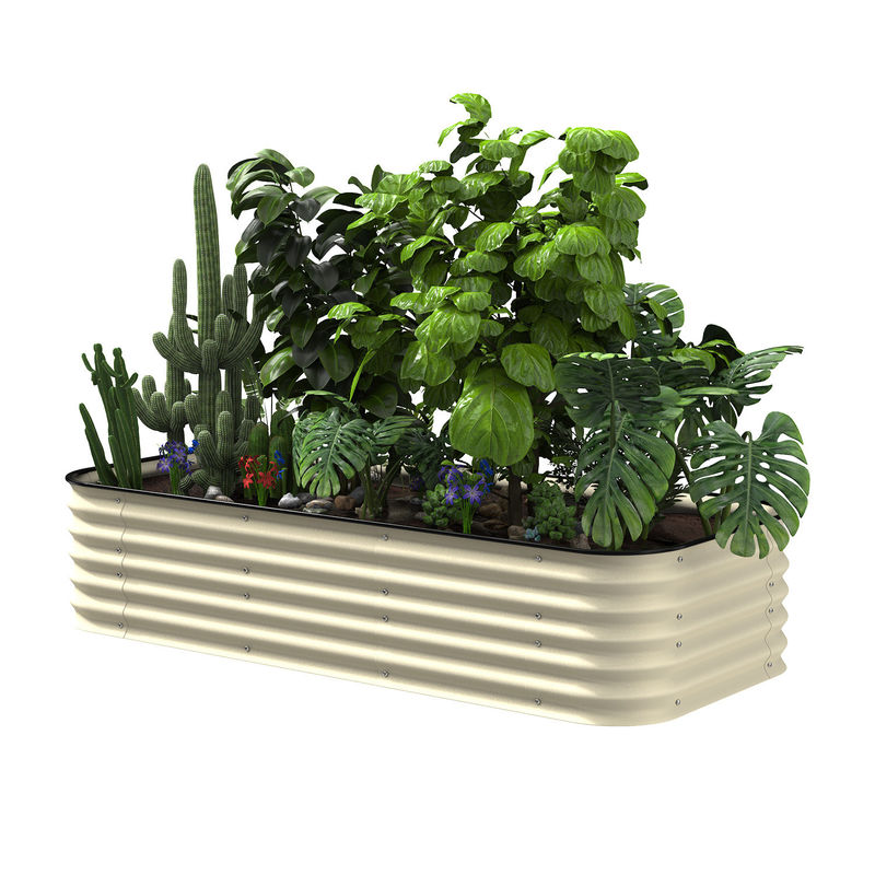 Ivory White 6.5*3.5*1.5 Ft  Galvanized Planter Box For Vegetables Fruits Herbs