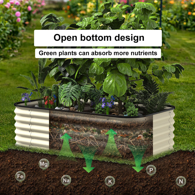 Ivory White 6.5*3.5*1.5 Ft  Galvanized Planter Box For Vegetables Fruits Herbs
