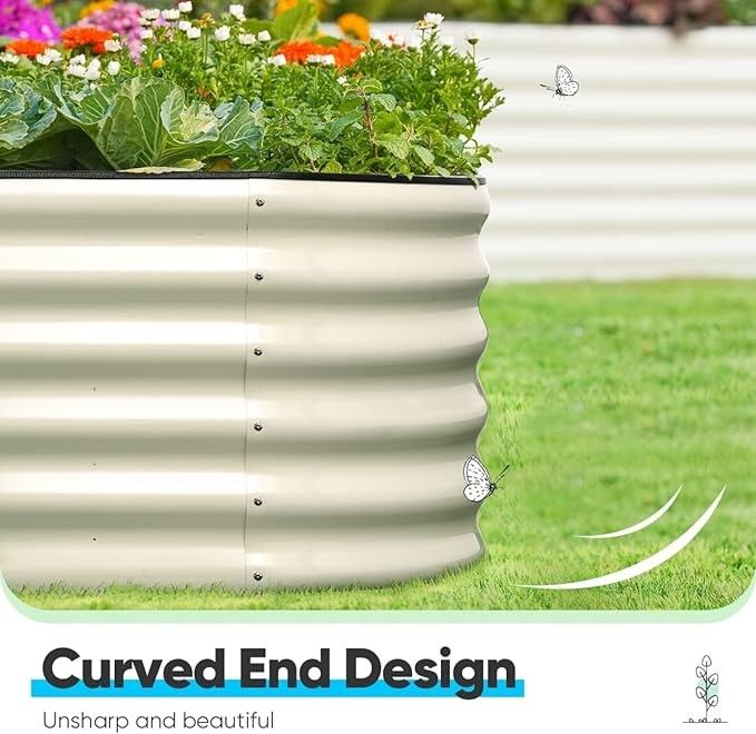 Ivory White 6.5*3.5*1.5 Ft  Galvanized Planter Box For Vegetables Fruits Herbs
