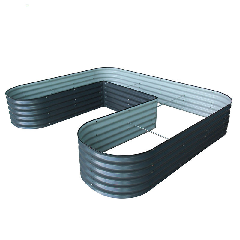 Lit de jardin élevé en forme de U certifié ISO 7*8,4*1,4 ft Lit de fleurs élevé en métal