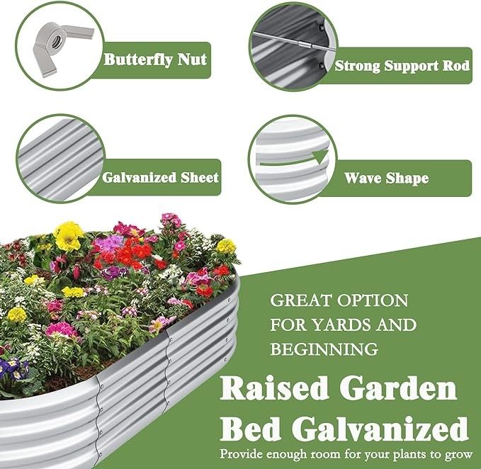 Lit de jardin élevé en forme de U certifié ISO 7*8,4*1,4 ft Lit de fleurs élevé en métal