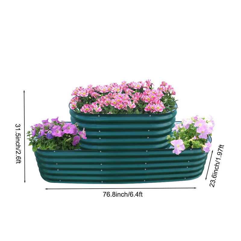 6.4*2.6*2 Ft Verde escuro Levantado Cama de jardim Exterior Para Vegetais Levantado Camas de jardim Para Flor jardim Plantador Caixa