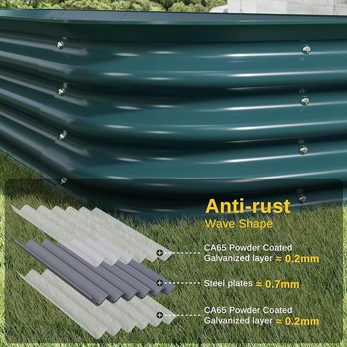 6.4*2.6*2 Ft Verde escuro Levantado Cama de jardim Exterior Para Vegetais Levantado Camas de jardim Para Flor jardim Plantador Caixa