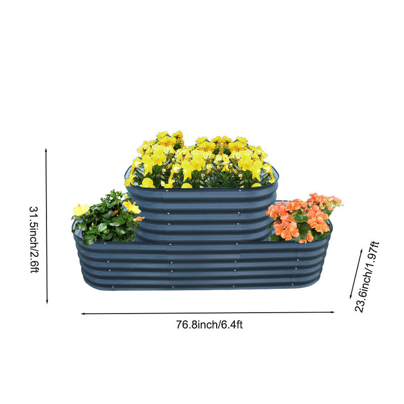 Raised Garden Bed Kits Galvanized Raised Bed For Gardening Vegetables Flowers 6.4*2.6*2 Ft Metal Raised Planter Bed