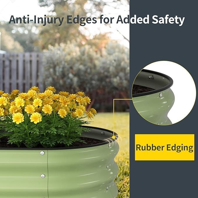 Galvanized Raised Garden Bed 7.9*2*2.6 Ft Irregular Metal Planter Box For Planting Outdoor Plants Vegetables light green
