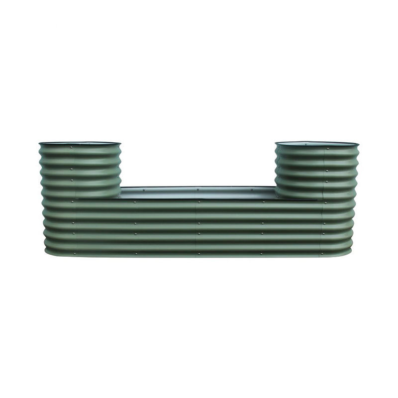 Galvanized Raised Garden Bed 7.9*2*2.6 Ft Irregular Metal Planter Box For Planting Outdoor Plants Vegetables light green