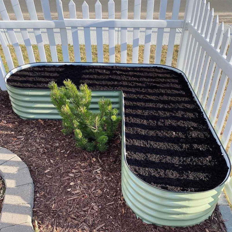 Lit de jardin métallique surélevé Boîte de jardinier extérieur pour plantes à fleurs végétales Herbe 7*7*1.4 Ft vert clair
