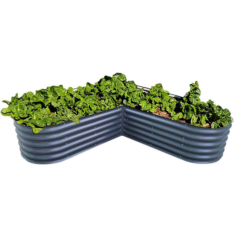 Lit de jardin élevé 7*7*1.4 pieds gris foncé métallique modulaire planteur de jardin élevé Boîte pour les fleurs en plein air Herbes végétales