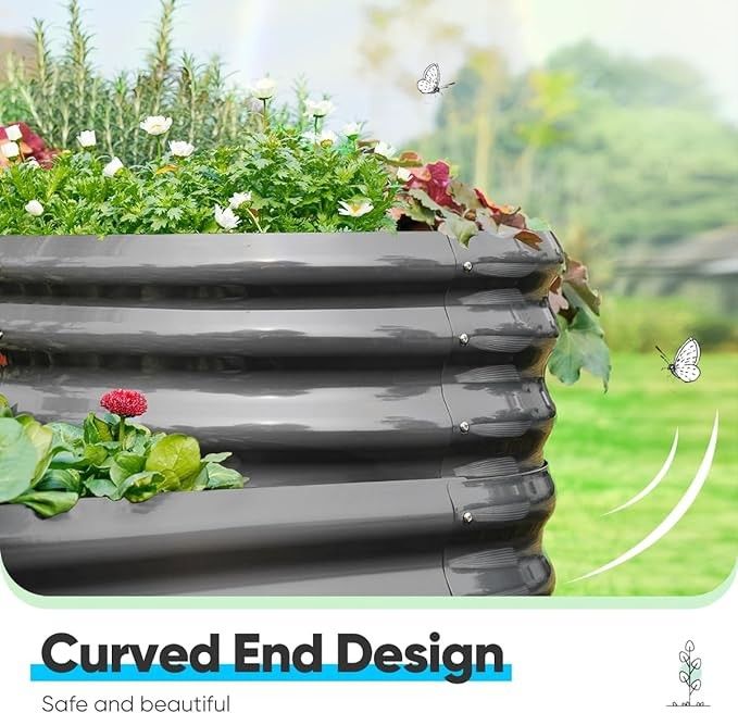 Lit de jardin élevé 7*7*1.4 pieds gris foncé métallique modulaire planteur de jardin élevé Boîte pour les fleurs en plein air Herbes végétales
