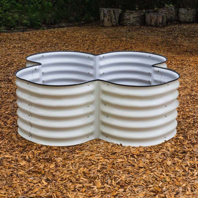 Caixa de plantação de metal grande 4,5*4,5*1,4 Ft Plantadores de vegetais galvanizados de marfim branco