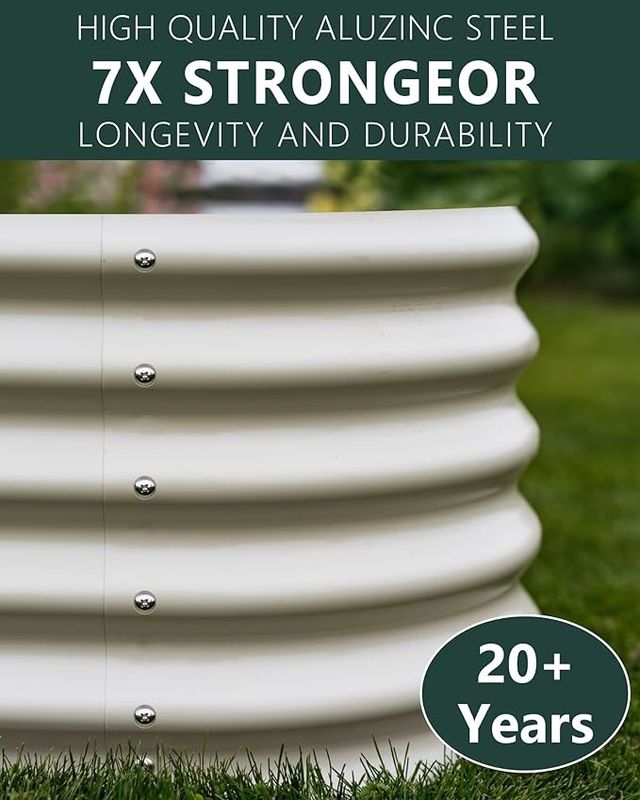 Caixa de plantação de metal grande 4,5*4,5*1,4 Ft Plantadores de vegetais galvanizados de marfim branco