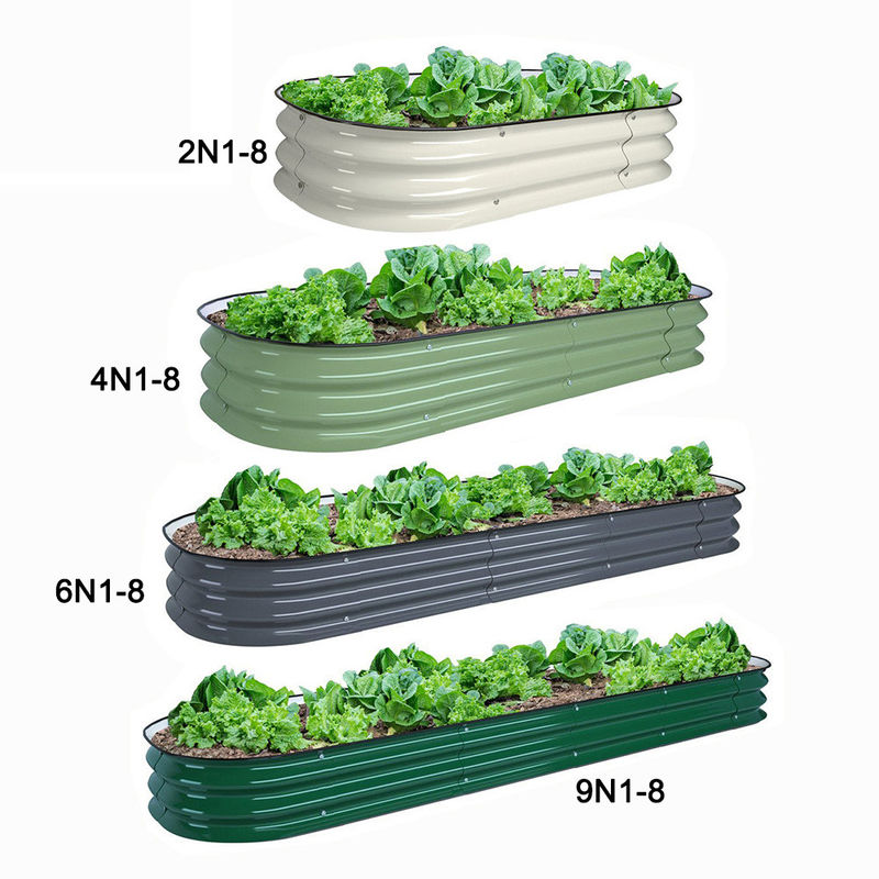 Galvanizli Metal Oval Yükseltilmiş Bahçe Yatağı Dışarıda Bahçecilik için Yükseltilmiş Bahçe Yatağı Kit 3.4x2x0.66 FT Bahçe Bitkisi Kutusu