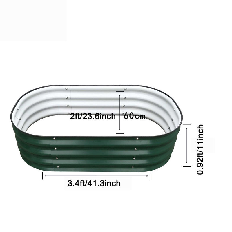 Galvanizli Yükseltilmiş Bahçe Yatağı 3.4*2*0.92 Ft Galvanizli Yükseltilmiş Bahçe Yatakları Dışarıda Bahçecilik Meyve Aletsiz Montaj