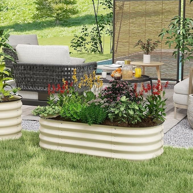 Galvanizli Yükseltilmiş Bahçe Yatağı Kit Kutusu 3.4*2*0.92 FT Metal Dışarıdaki Çiçek Yatağı Steel Patio Ground Planter For Planting