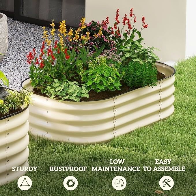 Galvanizli Yükseltilmiş Bahçe Yatağı Kit Kutusu 3.4*2*0.92 FT Metal Dışarıdaki Çiçek Yatağı Steel Patio Ground Planter For Planting