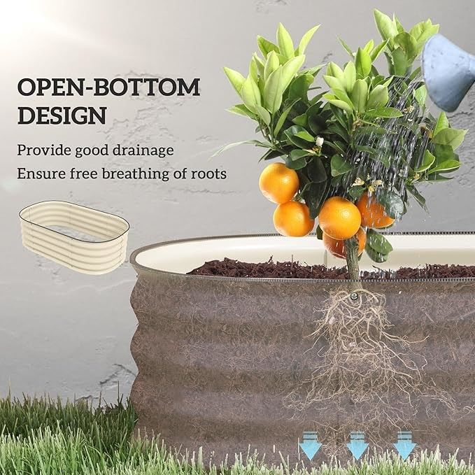 Galvanizli Yükseltilmiş Bahçe Yatağı Kit Kutusu 3.4*2*0.92 FT Metal Dışarıdaki Çiçek Yatağı Steel Patio Ground Planter For Planting