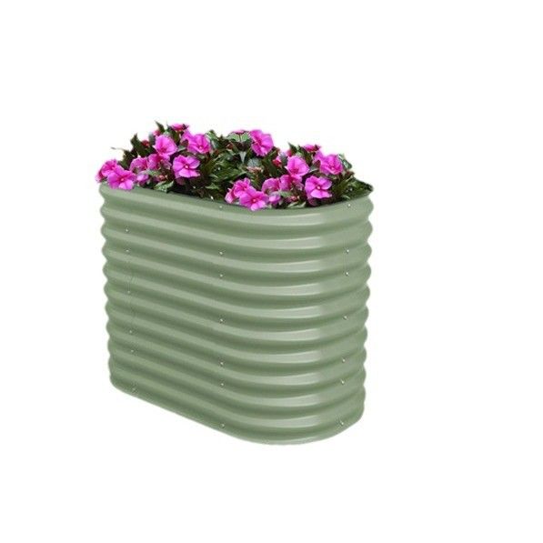 تخت باغ بلند گالوانیزه بیرونی بیضی بزرگ فلزی تخت باغ باغ باغ باغچه تخت بلند برای باغبانی ((3.4 * 2 * 2.66 فوت)