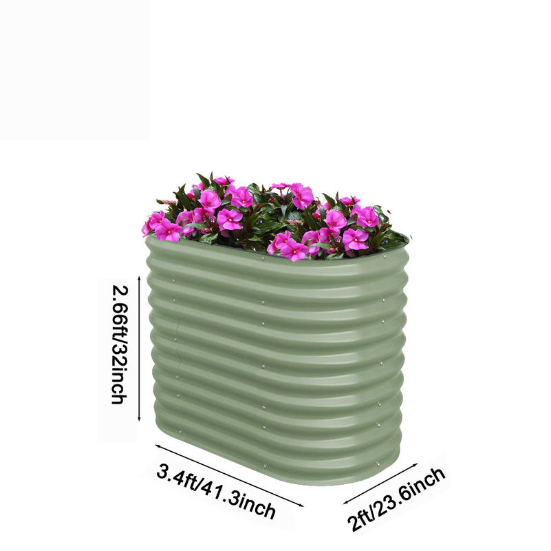 تخت باغ بلند گالوانیزه بیرونی بیضی بزرگ فلزی تخت باغ باغ باغ باغچه تخت بلند برای باغبانی ((3.4 * 2 * 2.66 فوت)