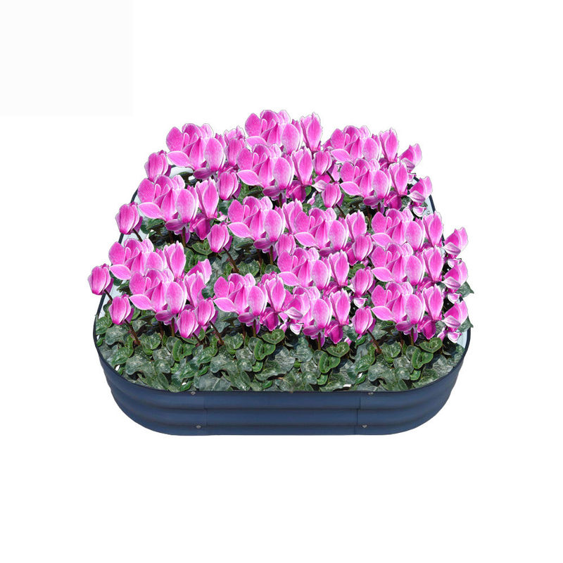 جعبه تخت باغچه ای گلدان گالوانیزه بیضی 3.4*3.4*0.66 فوت فلزی در فضای باز گلدان فلزی باغچه زمین برای کاشت