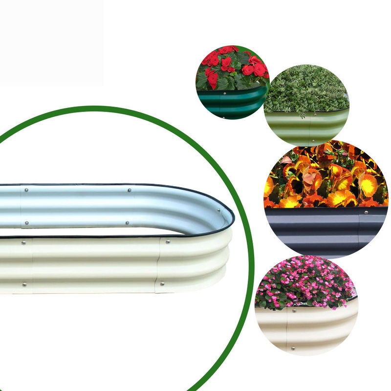 Oval Yükseltilmiş Bahçe Yatağı Galvanizli Bitkiyatçı Yükseltilmiş Yataklar 4.9*2*0.66 ft Metal Yükseltilmiş Bahçe Yatakları Dışarıda Sebzeler İçin