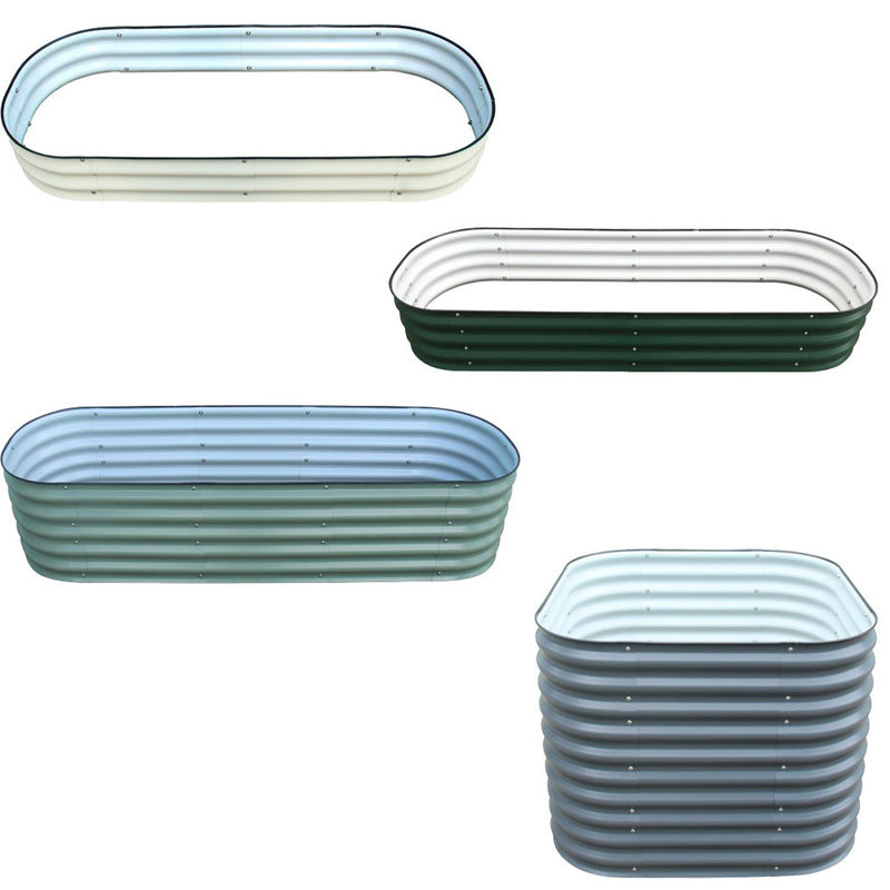Oval Yükseltilmiş Bahçe Yatağı Galvanizli Bitkiyatçı Yükseltilmiş Yataklar 4.9*2*0.66 ft Metal Yükseltilmiş Bahçe Yatakları Dışarıda Sebzeler İçin