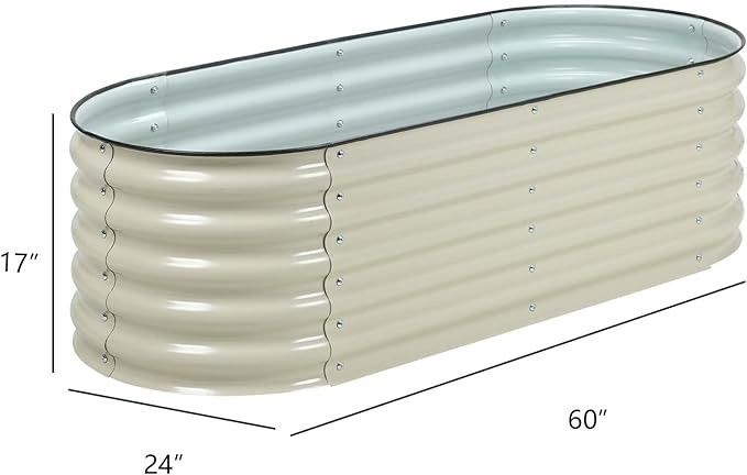 Υψωμένο κρεβάτι κήπου 4,9*2*1,4 Ft Ελεφαντόδοντο λευκό Γαλβανισμένο κουτί φυτεύματος για εξωτερική κηπουρική και φύτευση λαχανικών