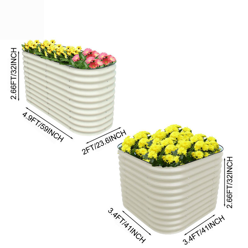 4.9*2*2.66 Ft Acciaio Alzato Letto da giardino Esterno Metallo Alzato Piantatore Per Piante Verdure E Fiori Verde chiaro