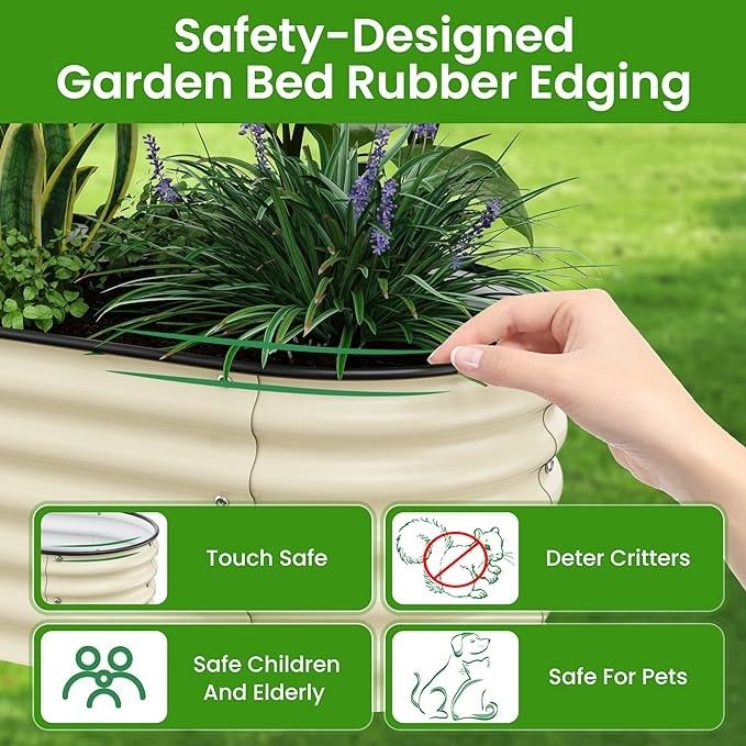 5*3.4*0.66 FT Raised Garden Bed Outdoor Raised Garden Beds For Flower Raised Planter Box Outdoor For Herb Ivory White