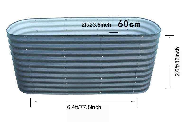 Galvanized Raised Garden Beds Outdoor 6.4*2*2.6 Ft Planter Raised Beds For Gardening Large Metal Garden Box dark grey