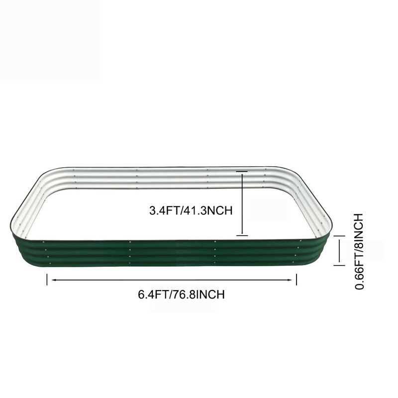 Поднимаемая садовая кровать Kit оцинкованный поднятый плантатор 6.4 * 3.4 * 0.7Ft коробка наружной для овощей бездонный металлический поднятый кровать