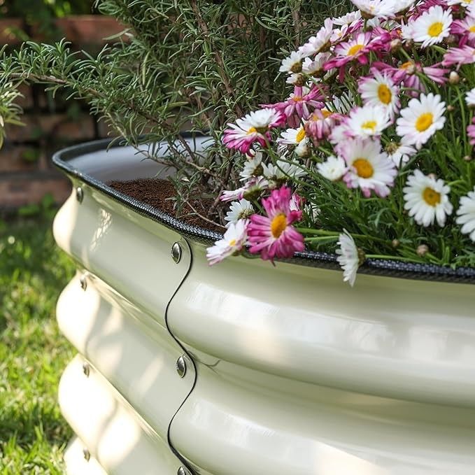 6.4*3/4*0.92Ft Oval Galvanizado Levantado Camas de jardim Largo ao ar livre Fácil de montar