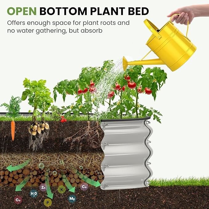 6.4*4.9*0.7 FT Caixas de jardim de metal galvanizado Planteadores de vegetais galvanizados Facil montagem