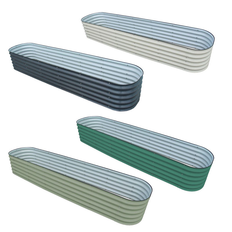 Modern 9.4*2*1.4 Ft Galvanizli Çelik Yükseltilmiş Bahçe Ekicisi Sebze için Sabit
