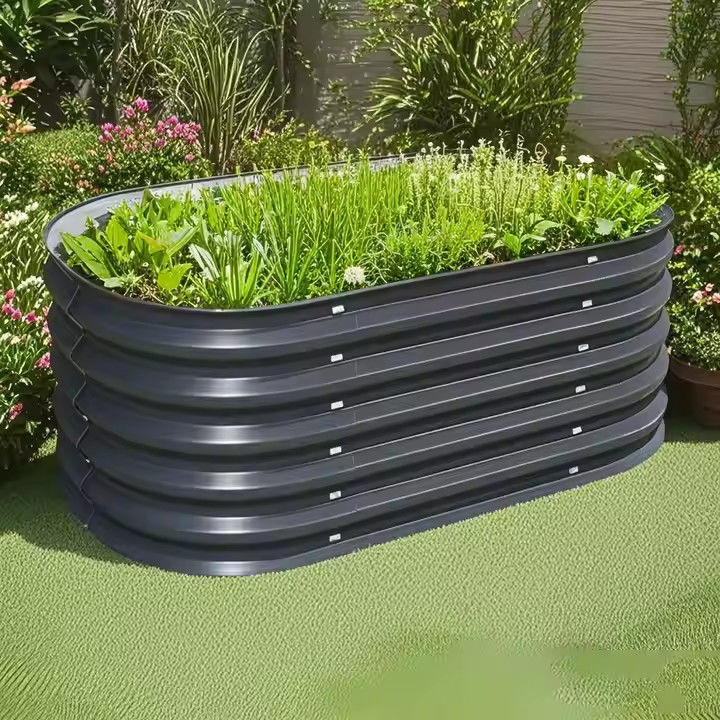 4 Feet X 2 Feet Oval Raised Garden Bed Kit 1 Level Double Layer Galvanized Finish